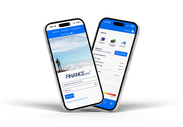 FinanceApp-Mockup Smartphone mit FinanceApp